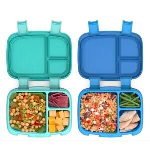 Bentgo Fresh, Blue/Green 2 Pk Leak-Proof Versatile 4-Compartment Bento Lunch Box